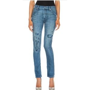 R13 CARPENTER PEG LEG IN VINTAGE LIGHT BLUE MENDED SZ 25 High Waist (D